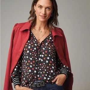 NWT CABI Cheerful Floral Print Long Sleeve Blouse Size Large